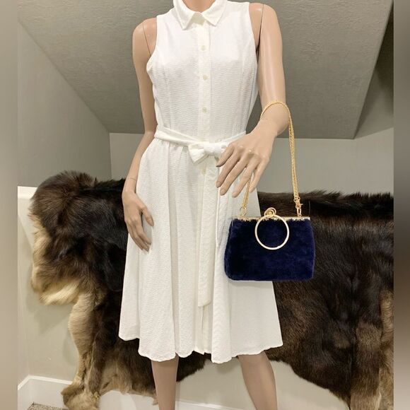 Handmade Genuine Shearling, Chic Design Kisslock Wristlet Ring Bag/Crossbody - Picture 12 of 17